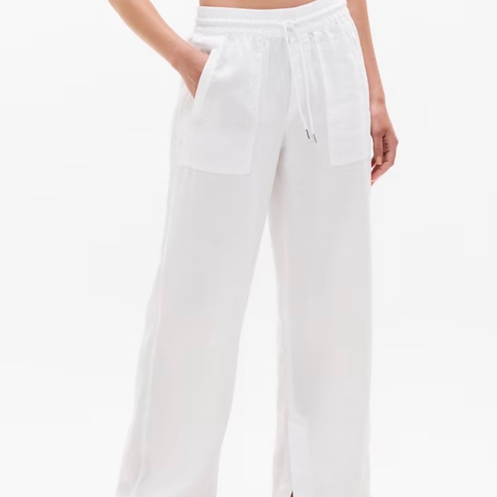 Athleta Retreat Linen High Rise Wide Leg Pant White Size Small - Never Worn - Picture 3 of 12